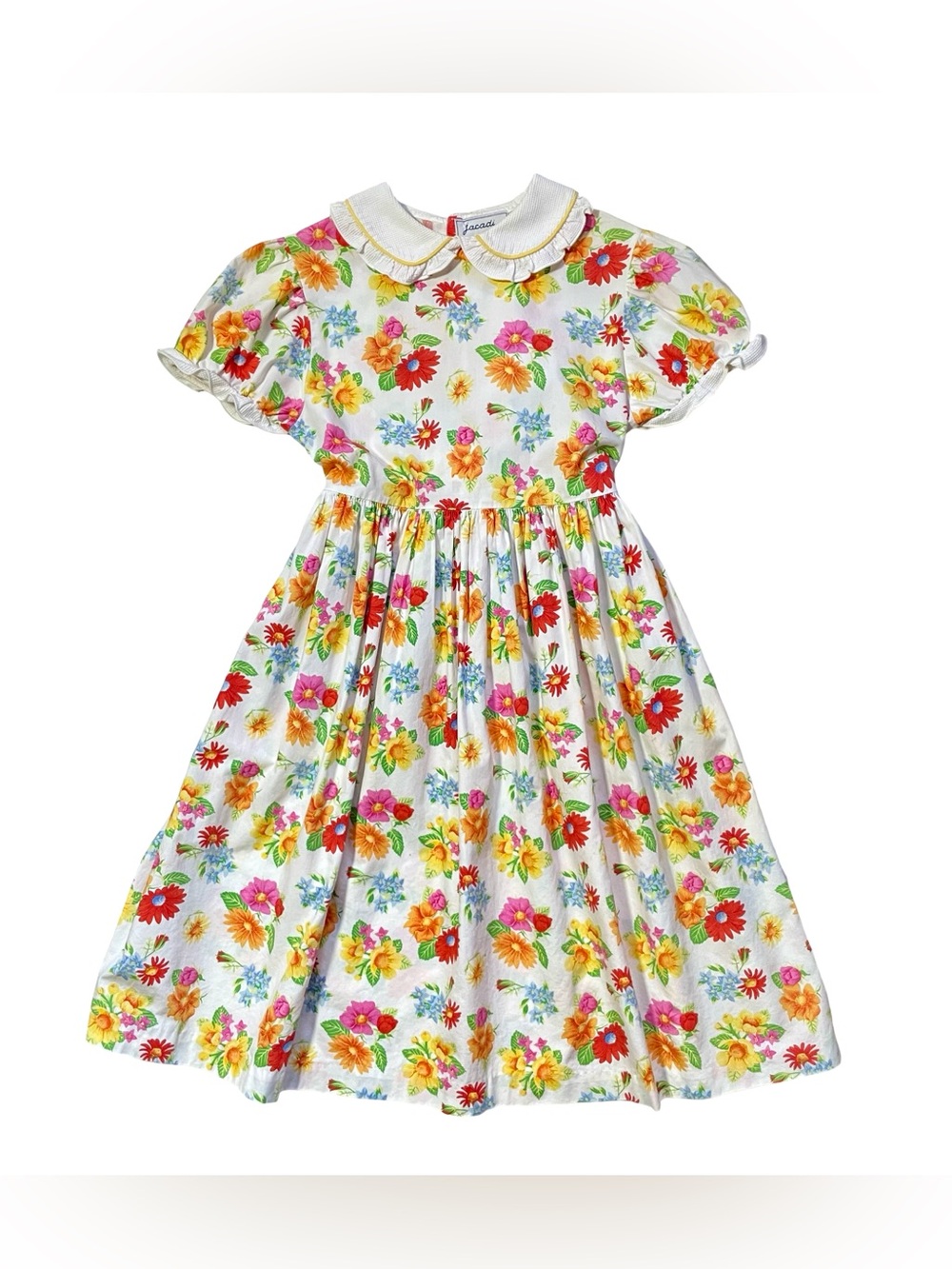 Vintage Jacadi Paris Floral Girls Dress Size 10A